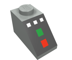Slope 45 2 x 1 with 3 White Buttons, Red and Green Lamps Pattern