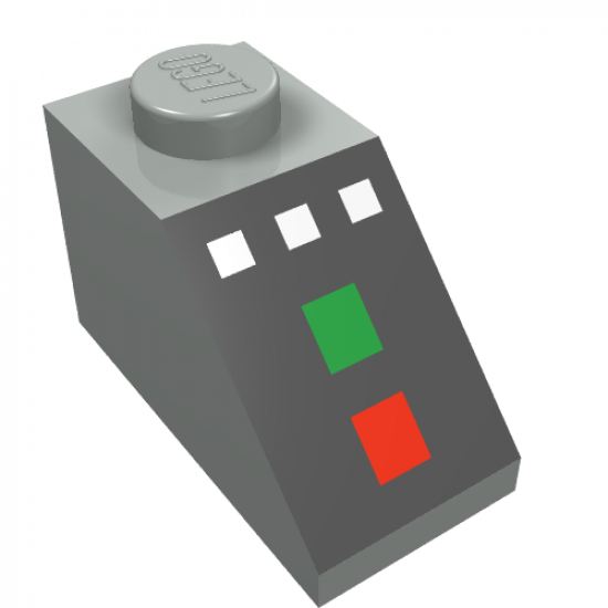Slope 45 2 x 1 with 3 White Buttons, Red and Green Lamps Pattern