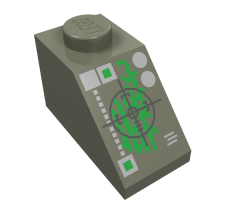 Slope 45 2 x 1 with Black Crosshairs and Green Insectoid Pattern