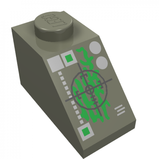 Slope 45 2 x 1 with Black Crosshairs and Green Insectoid Pattern