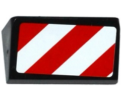 Slope 30 1 x 2 x 2/3 with Red and White Danger Stripes Thick Pattern Model Right Side (Sticker) - Set 60075