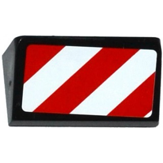 Slope 30 1 x 2 x 2/3 with Red and White Danger Stripes Thick Pattern Model Right Side (Sticker) - Set 60075