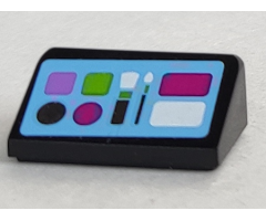 Slope 30 1 x 2 x 2/3 with Paintbox and Makeup Brushes on Bright Light Blue Background Pattern #2 (Sticker) - Set 41058