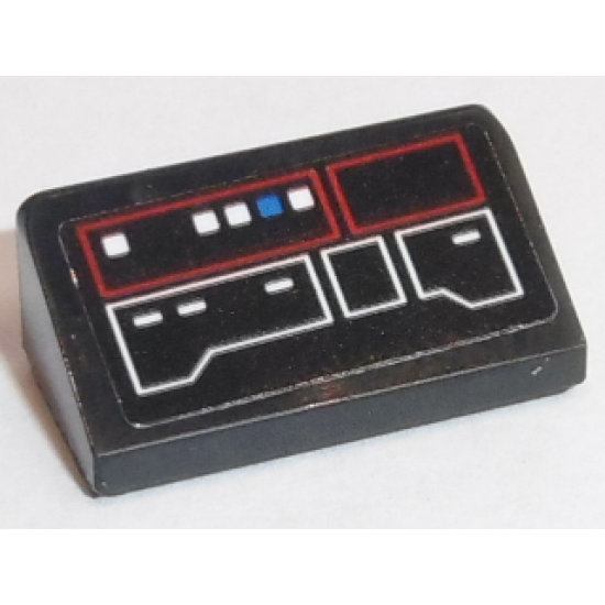 Slope 30 1 x 2 x 2/3 with Red and White Control Panel Pattern Type 1 (Sticker) - Set 75190