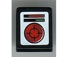 Slope 30 1 x 1 x 2/3 with Red Round Screen and Red and Green Lights Pattern (Sticker) - Set 8899