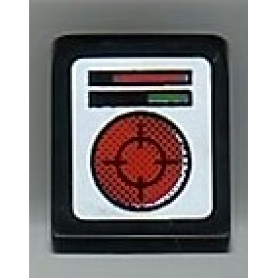 Slope 30 1 x 1 x 2/3 with Red Round Screen and Red and Green Lights Pattern (Sticker) - Set 8899