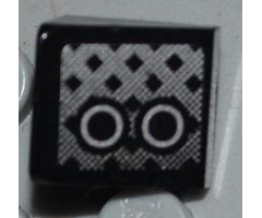 Slope 30 1 x 1 x 2/3 with Grille and 2 Black and White Circles Pattern Model Right Side (Sticker) - Set 8186