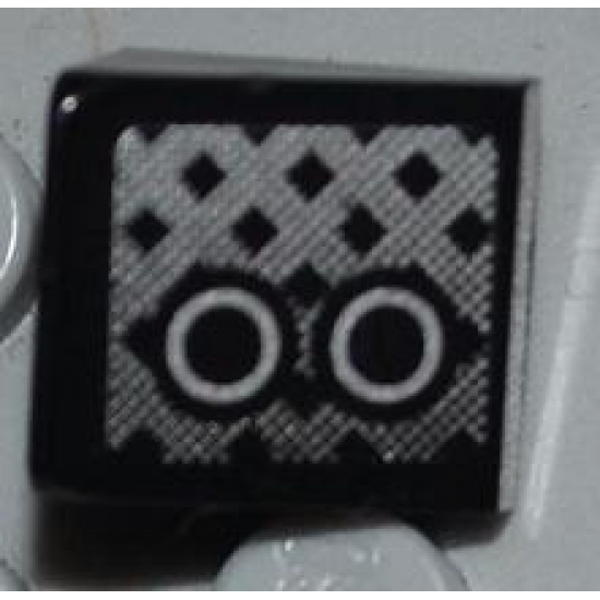 Slope 30 1 x 1 x 2/3 with Grille and 2 Black and White Circles Pattern Model Right Side (Sticker) - Set 8186
