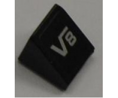 Slope 30 1 x 1 x 2/3 with Silver 'V8' on Black Background Pattern (Sticker) - Set 8186