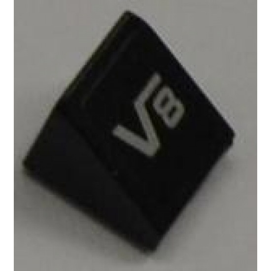 Slope 30 1 x 1 x 2/3 with Silver 'V8' on Black Background Pattern (Sticker) - Set 8186