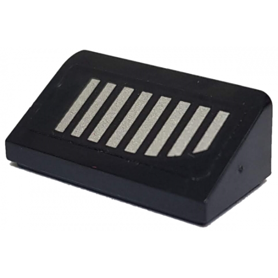 Slope 30 1 x 2 x 2/3 with 8 Silver Stripes Pattern Model Right Side (Sticker) - Set 6864