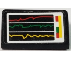 Slope 30 1 x 2 x 2/3 with Red, Green and Yellow Line Graphs and Buttons on White Background Pattern (Sticker) - Set 8185