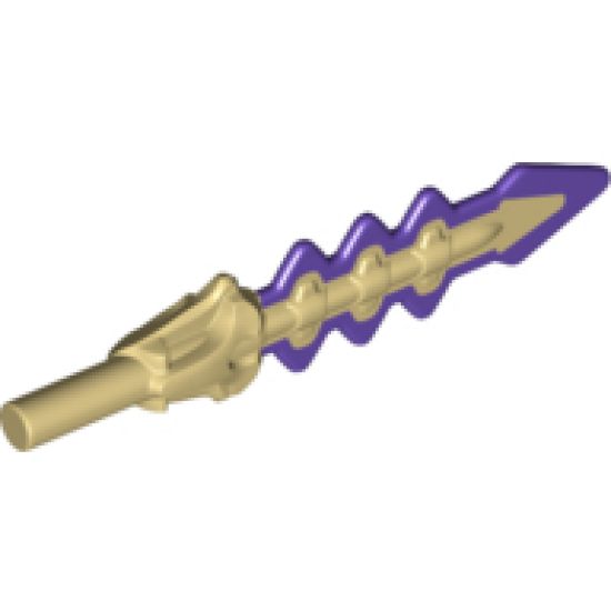 Minifigure, Weapon Sword, Serrated with Snake Skull Hilt and Dark Purple Blade Pattern