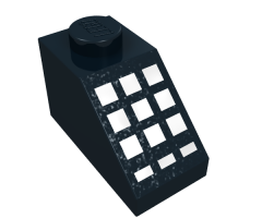 Slope 45 2 x 1 with 9 Large + 3 Small White Buttons Pattern