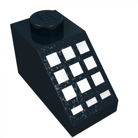 Slope 45 2 x 1 with 9 Large + 3 Small White Buttons Pattern