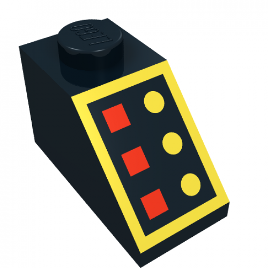 Slope 45 2 x 1 with 3 Red Lamps, 3 Yellow Buttons, Yellow Border Pattern