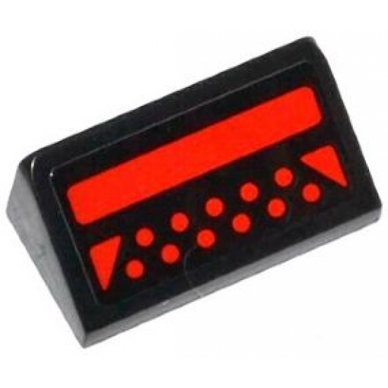 Slope 30 1 x 2 x 2/3 with Red Rectangle, 2 Triangles and 11 Red Circles Pattern (Sticker) - Set 79120