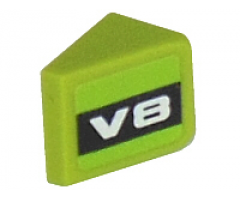 Slope 30 1 x 1 x 2/3 with White 'V8' on Black Background Pattern Model Left (Sticker) - Set 8302