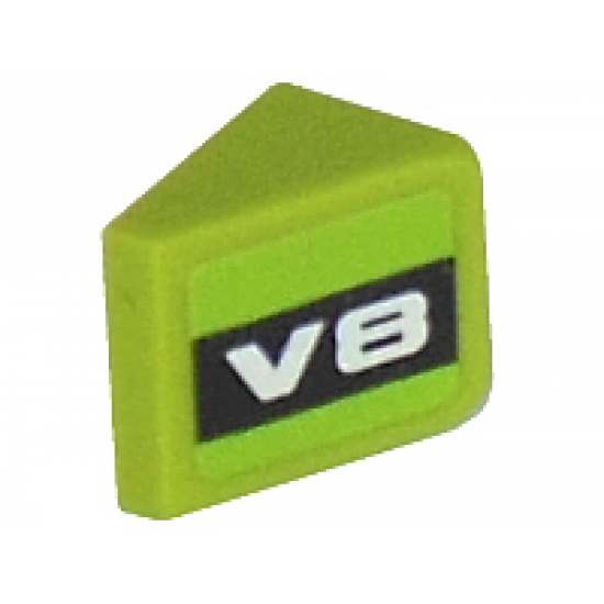 Slope 30 1 x 1 x 2/3 with White 'V8' on Black Background Pattern Model Left (Sticker) - Set 8302