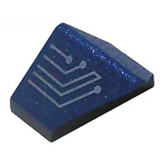 Slope 45 2 x 1 Double / Inverted with Silver Circuitry 5 Lines Pattern Model Right Side (Sticker) - Set 7702/7703