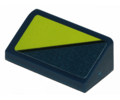 Slope 30 1 x 2 x 2/3 with Lime Triangle on Dark Blue Background Pattern (Sticker) - Set 70835