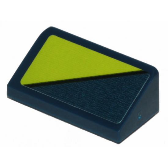 Slope 30 1 x 2 x 2/3 with Lime Triangle on Dark Blue Background Pattern (Sticker) - Set 70835