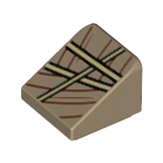 Slope 30 1 x 1 x 2/3 with Cloth, Tan Rope and Straps Pattern 1 (Zongzi in Bamboo)