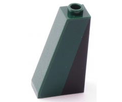 Slope 75 2 x 1 x 3 - Hollow Stud with Black Triangle on Dark Green Background Pattern Model Right Side (Sticker) - Set 10242