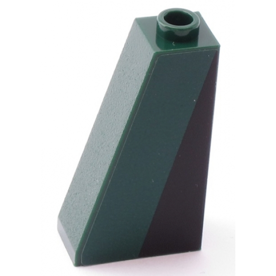 Slope 75 2 x 1 x 3 - Hollow Stud with Black Triangle on Dark Green Background Pattern Model Right Side (Sticker) - Set 10242