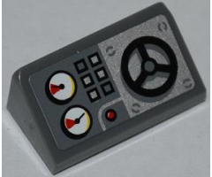 Slope 30 1 x 2 x 2/3 with Gauges, Buttons and Water Valve Wheel Pattern (Sticker) - Set 4430