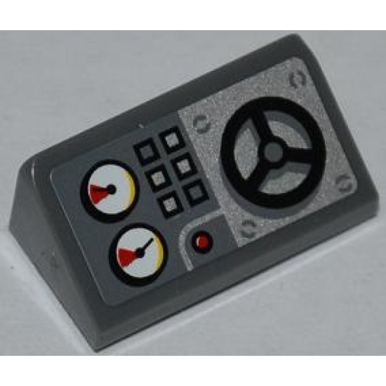 Slope 30 1 x 2 x 2/3 with Gauges, Buttons and Water Valve Wheel Pattern (Sticker) - Set 4430