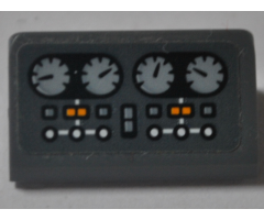 Slope 30 1 x 2 x 2/3 with Four Light Bluish Gray Gauges and Buttons Pattern (Sticker) - Set 76067