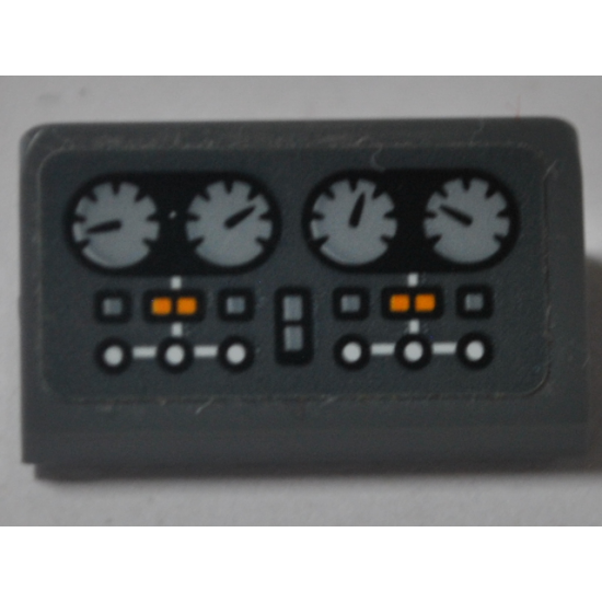 Slope 30 1 x 2 x 2/3 with Four Light Bluish Gray Gauges and Buttons Pattern (Sticker) - Set 76067