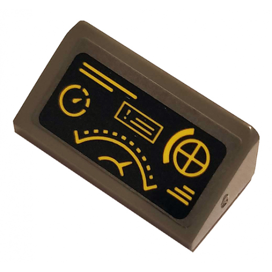 Slope 30 1 x 2 x 2/3 with Yellow Gauges on Black Background Pattern (Sticker) - Set 76120