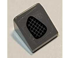 Slope 30 1 x 1 x 2/3 with Black Grille on Dark Bluish Gray Background Pattern Model Left Side (Sticker) - Set 75877