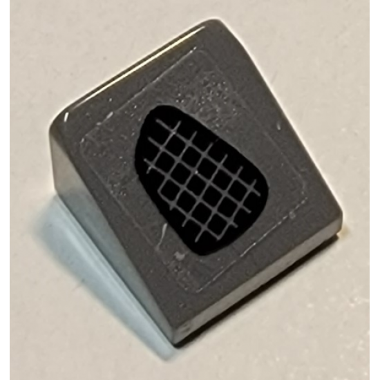 Slope 30 1 x 1 x 2/3 with Black Grille on Dark Bluish Gray Background Pattern Model Left Side (Sticker) - Set 75877
