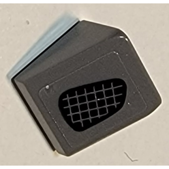 Slope 30 1 x 1 x 2/3 with Black Grille on Dark Bluish Gray Background Pattern Model Right Side (Sticker) - Set 75877
