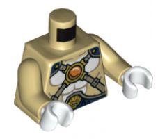 Torso Chima Bare Chest with Body Lines, Gold Crossing Straps and Blue Round Jewel (Chi) Pattern / Tan Arms / White Hands