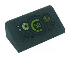 Slope 30 1 x 2 x 2/3 with Control Panel with Buttons, Levers and Speedometer with Lime Number 50 Pattern (Sticker) - Set 71745