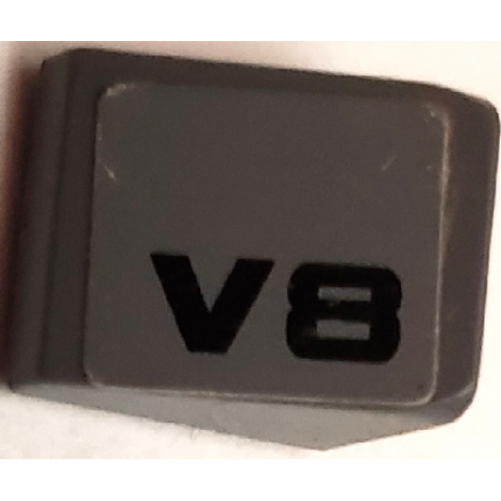 Slope 30 1 x 1 x 2/3 with Black 'V8' Pattern Model Left Side (Sticker) - Set 8154