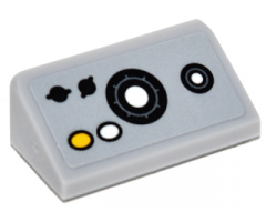 Slope 30 1 x 2 x 2/3 with Black and White Circle Buttons and Dials Pattern (Sticker) - Set 76052
