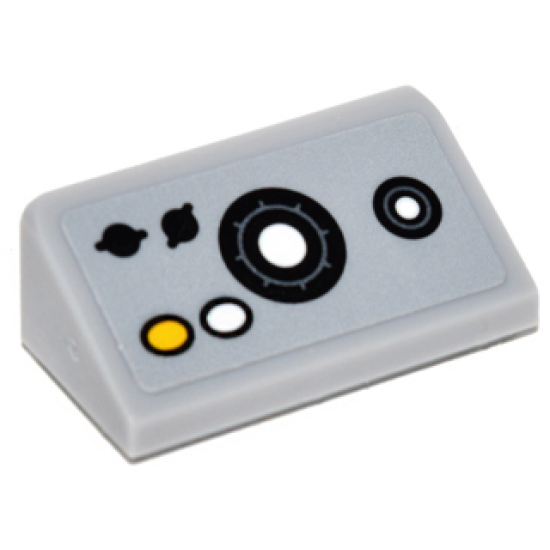 Slope 30 1 x 2 x 2/3 with Black and White Circle Buttons and Dials Pattern (Sticker) - Set 76052