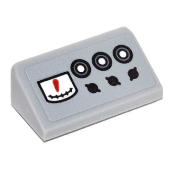 Slope 30 1 x 2 x 2/3 with 3 Black and White Circle Buttons, Gauge and 3 Dials Pattern (Sticker) - Set 76052