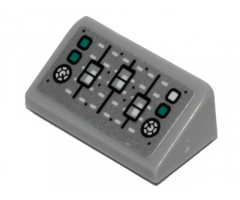 Slope 30 1 x 2 x 2/3 with Sliders, Dark Turquoise and White Buttons Pattern (Sticker) - Set 70431