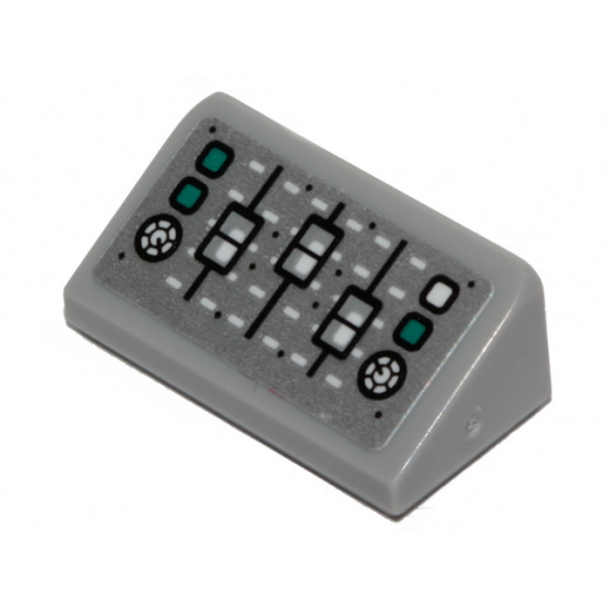Slope 30 1 x 2 x 2/3 with Sliders, Dark Turquoise and White Buttons Pattern (Sticker) - Set 70431