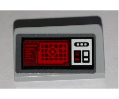 Slope 30 1 x 2 x 2/3 with SW Buttons and Red Screen Pattern (Sticker) - Set 75156