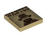 Tile 2 x 2 with 'WANTED' Western Bandit Poster Pattern
