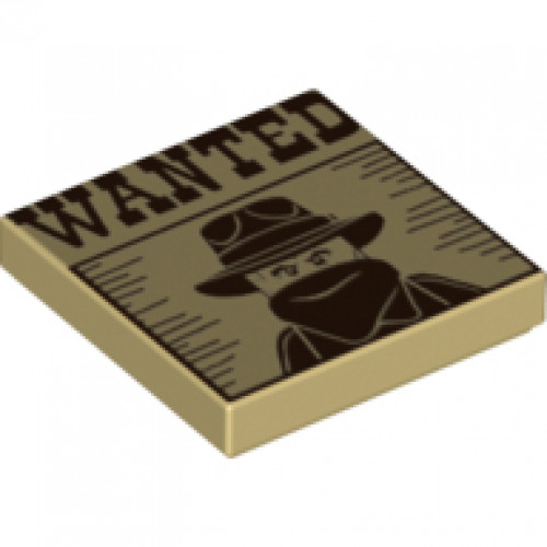 Tile 2 x 2 with 'WANTED' Western Bandit Poster Pattern