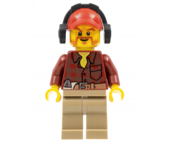 Flannel Shirt with Pocket and Belt, Dark Tan Legs, Red Cap with Hole, Headphones, Beard