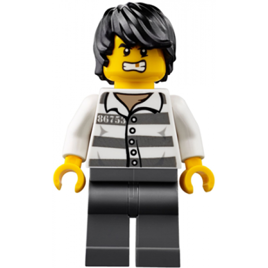 Mountain Police - Jail Prisoner 86753 Prison Stripes, Black Tousled Hair
